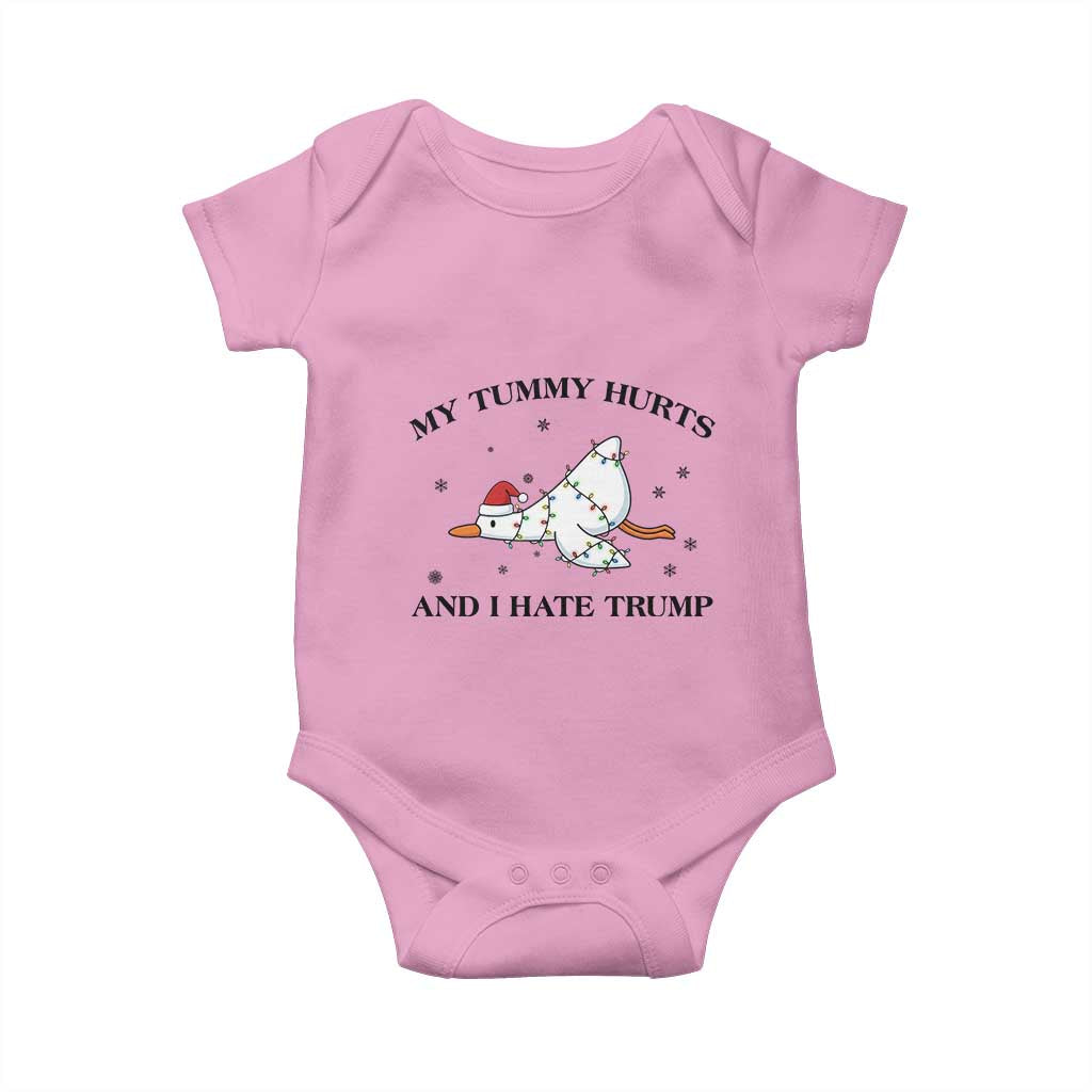 Silly Goose Christmas Baby Onesie My Tummy Hurts And I Hate Trump TS14 Light Pink Print Your Wear