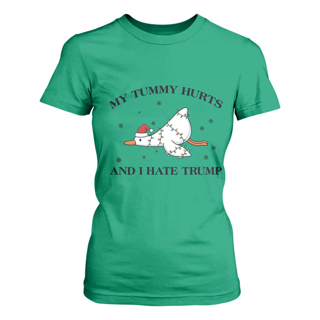 Silly Goose Christmas T Shirt For Women My Tummy Hurts And I Hate Trump TS14 Irish Green Print Your Wear