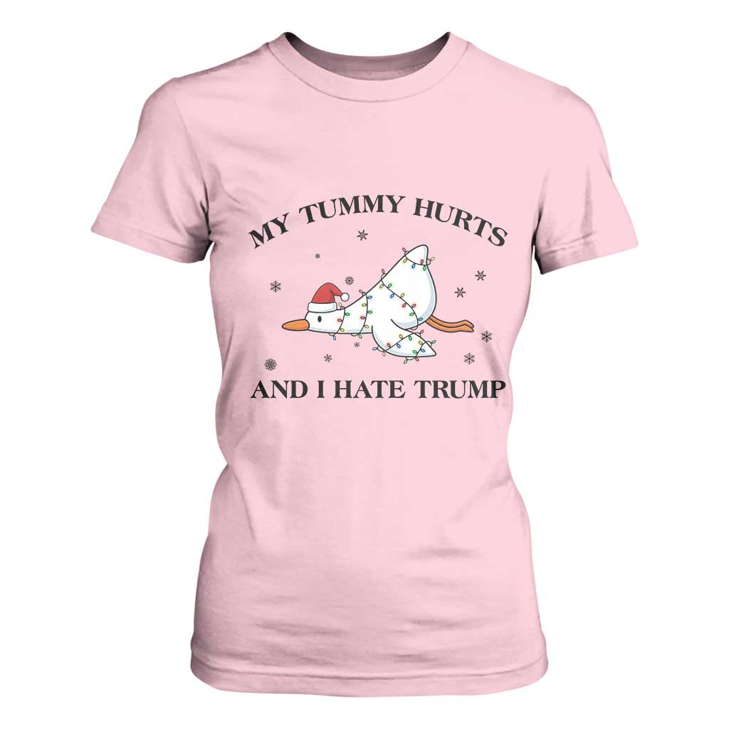 Silly Goose Christmas T Shirt For Women My Tummy Hurts And I Hate Trump TS14 Light Pink Print Your Wear