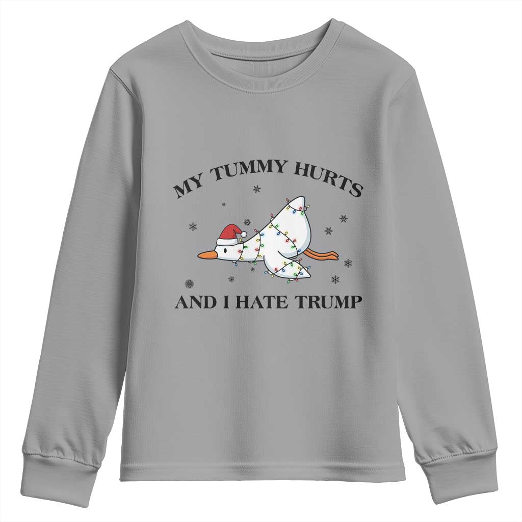 Silly Goose Christmas Youth Sweatshirt My Tummy Hurts And I Hate Trump TS14 Sport Gray Print Your Wear