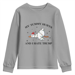 Silly Goose Christmas Youth Sweatshirt My Tummy Hurts And I Hate Trump TS14 Sport Gray Print Your Wear