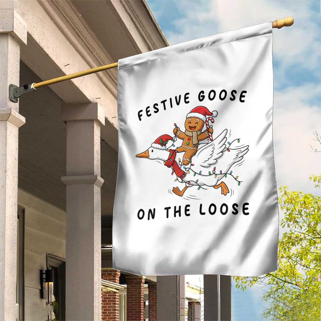 Funny Goose Christmas Garden Flag Festive Goose On The Loose Xmas TS14 Print Your Wear