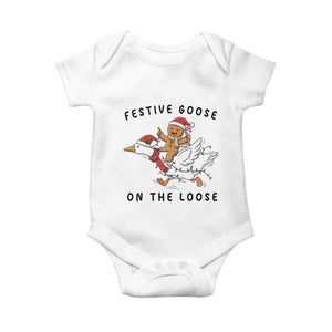 Funny Goose Christmas Baby Onesie Festive Goose On The Loose Xmas TS14 White Print Your Wear