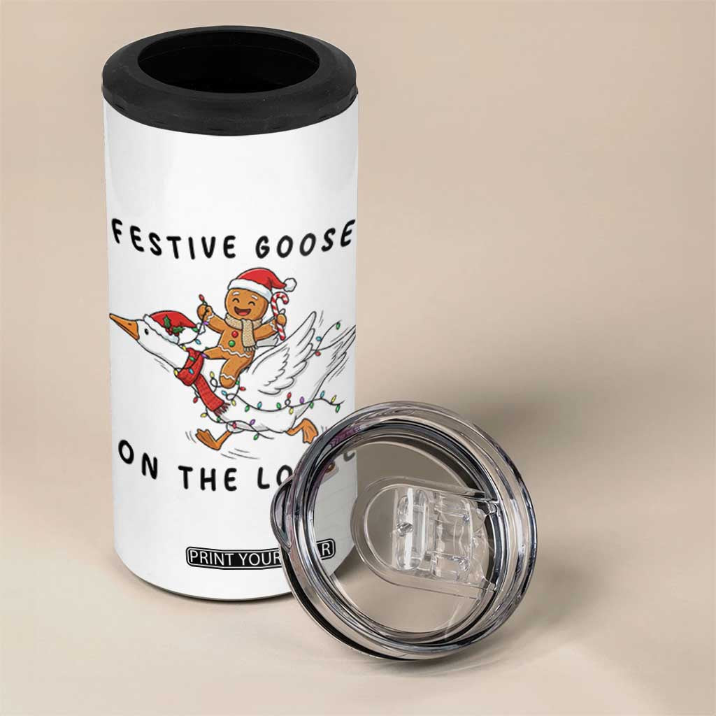 Funny Goose Christmas 4 in 1 Can Cooler Tumbler Festive Goose On The Loose Xmas TS14 Print Your Wear