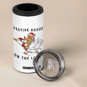 Funny Goose Christmas 4 in 1 Can Cooler Tumbler Festive Goose On The Loose Xmas TS14 Print Your Wear