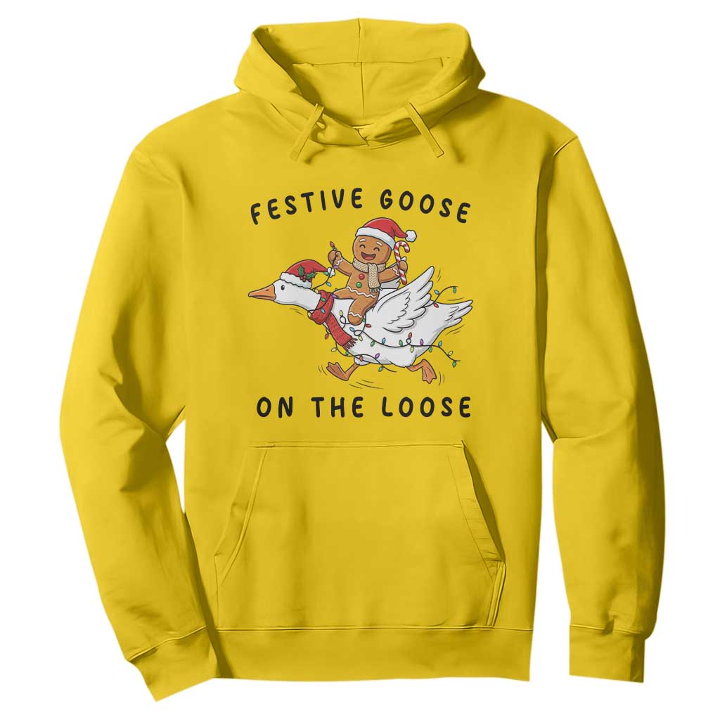 Funny Goose Christmas Hoodie Festive Goose On The Loose Xmas TS14 Daisy Print Your Wear