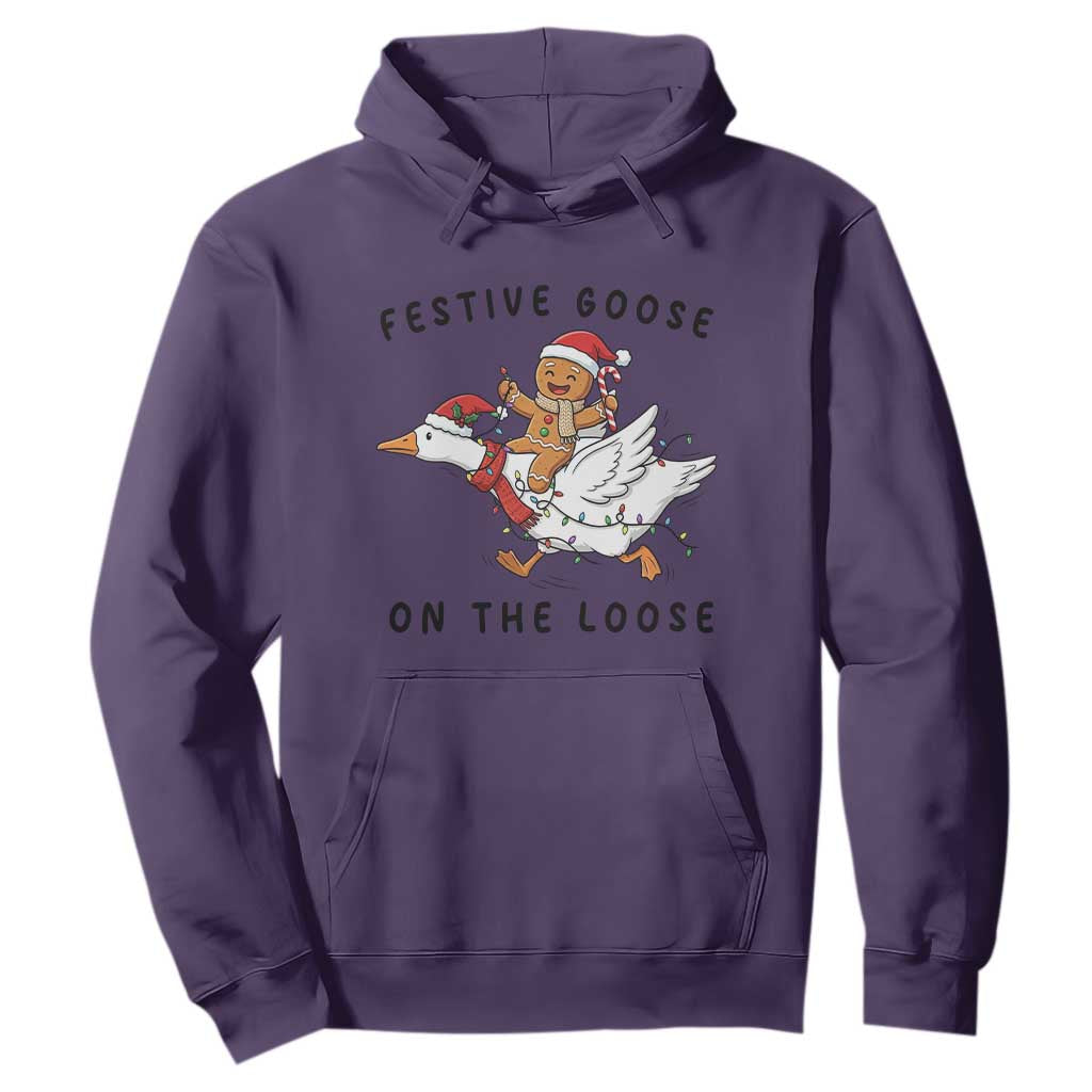 Funny Goose Christmas Hoodie Festive Goose On The Loose Xmas TS14 Purple Print Your Wear