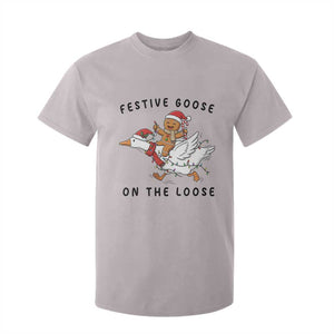 Funny Goose Christmas T Shirt For Kid Festive Goose On The Loose Xmas TS14 Ice Gray Print Your Wear