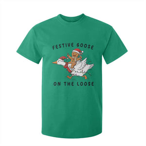Funny Goose Christmas T Shirt For Kid Festive Goose On The Loose Xmas TS14 Irish Green Print Your Wear