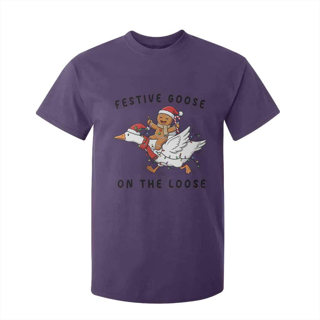 Funny Goose Christmas T Shirt For Kid Festive Goose On The Loose Xmas TS14 Purple Print Your Wear
