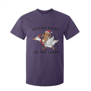 Funny Goose Christmas T Shirt For Kid Festive Goose On The Loose Xmas TS14 Purple Print Your Wear