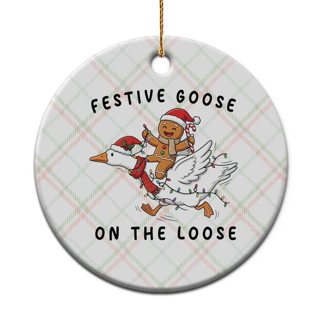 Funny Goose Christmas Ceramic Ornament Festive Goose On The Loose Xmas TS14 1pc Christmas Plaid Print Your Wear
