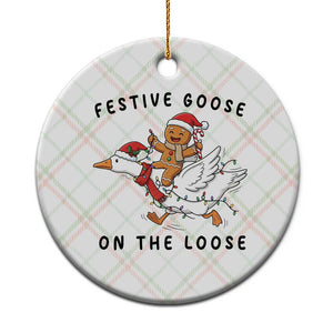 Funny Goose Christmas Ceramic Ornament Festive Goose On The Loose Xmas TS14 1pc Christmas Plaid Print Your Wear