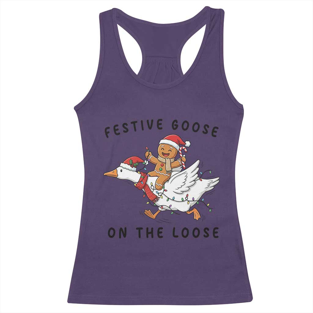 Funny Goose Christmas Racerback Tank Top Festive Goose On The Loose Xmas TS14 Purple Print Your Wear