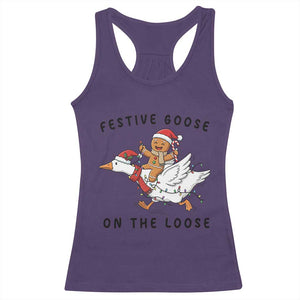 Funny Goose Christmas Racerback Tank Top Festive Goose On The Loose Xmas TS14 Purple Print Your Wear