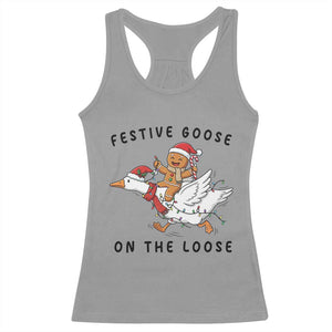 Funny Goose Christmas Racerback Tank Top Festive Goose On The Loose Xmas TS14 Sport Gray Print Your Wear