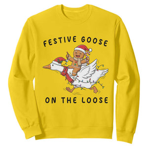Funny Goose Christmas Sweatshirt Festive Goose On The Loose Xmas TS14 Daisy Print Your Wear