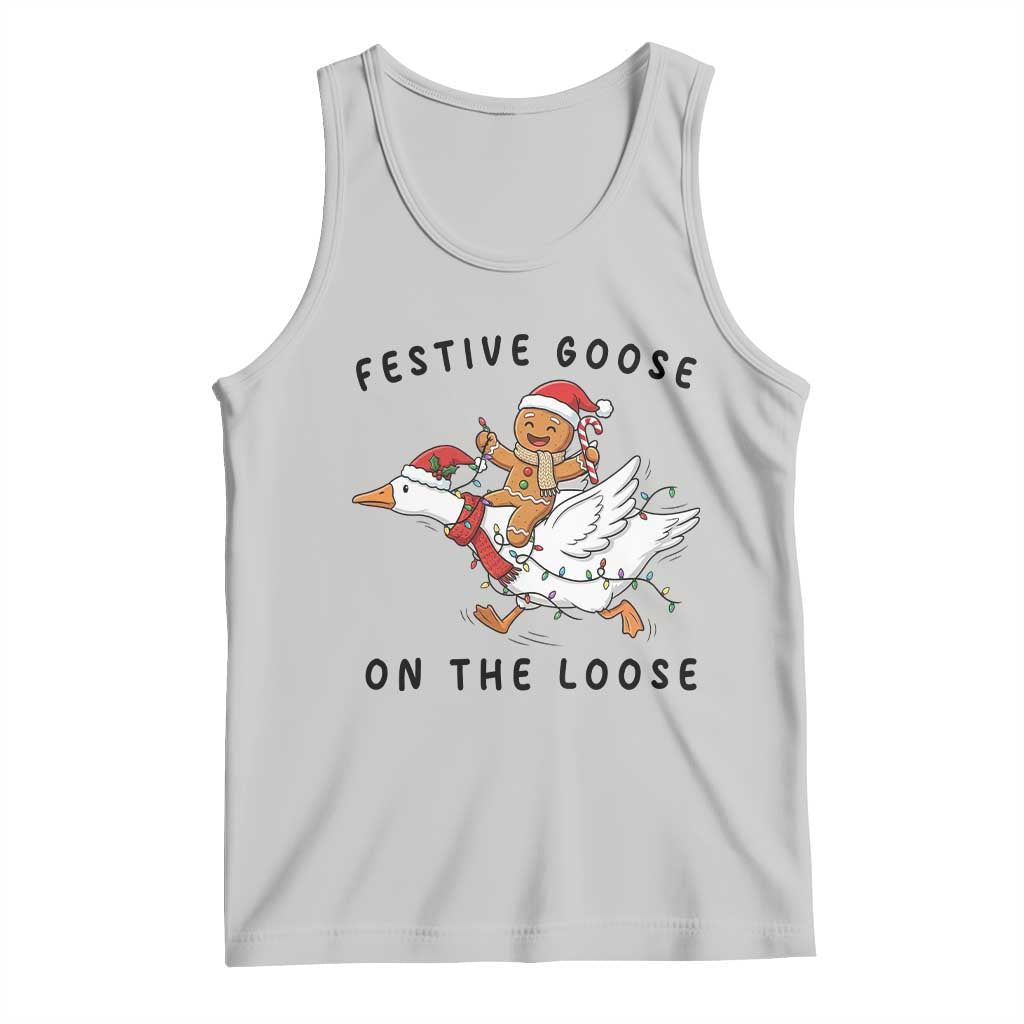 Funny Goose Christmas Tank Top Festive Goose On The Loose Xmas TS14 Ash Print Your Wear