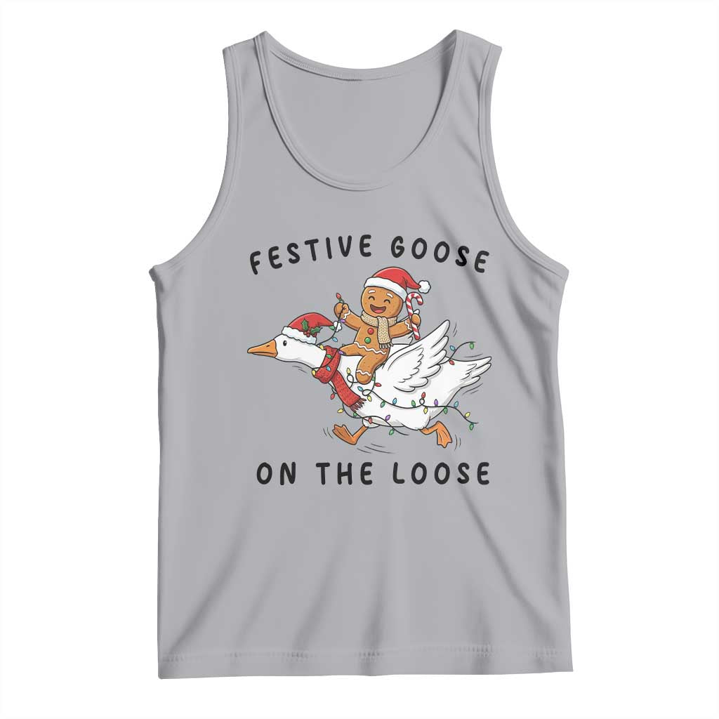 Funny Goose Christmas Tank Top Festive Goose On The Loose Xmas TS14 Athletic Heather Print Your Wear