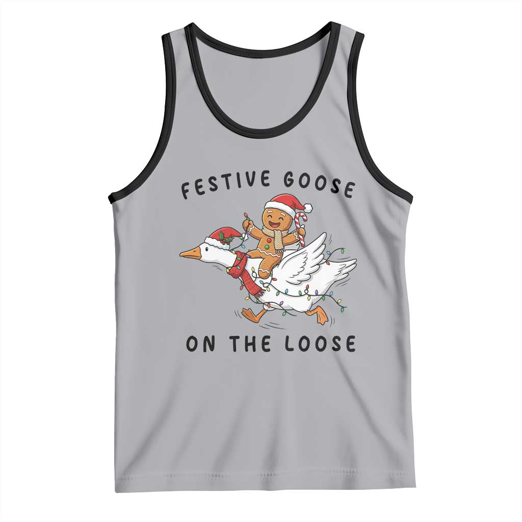 Funny Goose Christmas Tank Top Festive Goose On The Loose Xmas TS14 Athletic Heather Black Print Your Wear