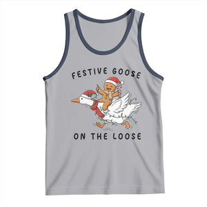 Funny Goose Christmas Tank Top Festive Goose On The Loose Xmas TS14 Athletic Heather Navy Print Your Wear