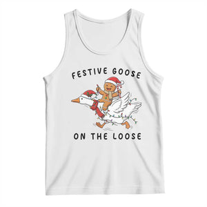 Funny Goose Christmas Tank Top Festive Goose On The Loose Xmas TS14 White Print Your Wear