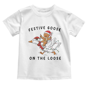 Funny Goose Christmas Toddler T Shirt Festive Goose On The Loose Xmas TS14 White Print Your Wear