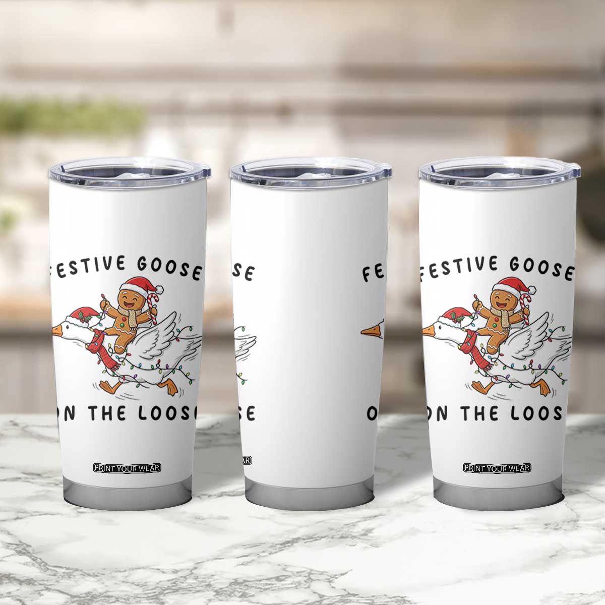 Funny Goose Christmas Tumbler Cup Festive Goose On The Loose Xmas TS14 Print Your Wear