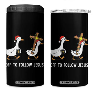 Funny Christmas Christian Goose 4 in 1 Can Cooler Tumbler Off To Follow Jesus TS14 One Size: 16 oz Black Print Your Wear