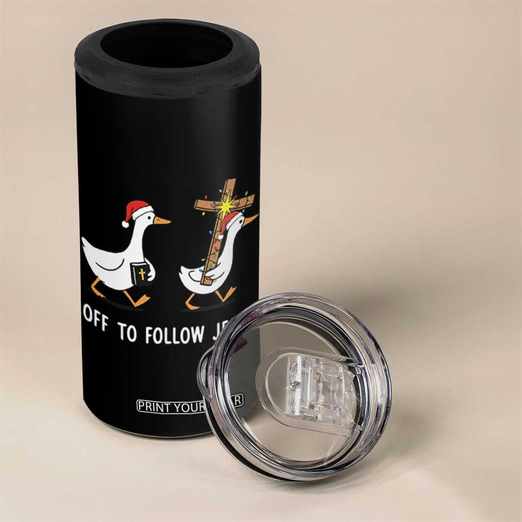 Funny Christmas Christian Goose 4 in 1 Can Cooler Tumbler Off To Follow Jesus TS14 Print Your Wear