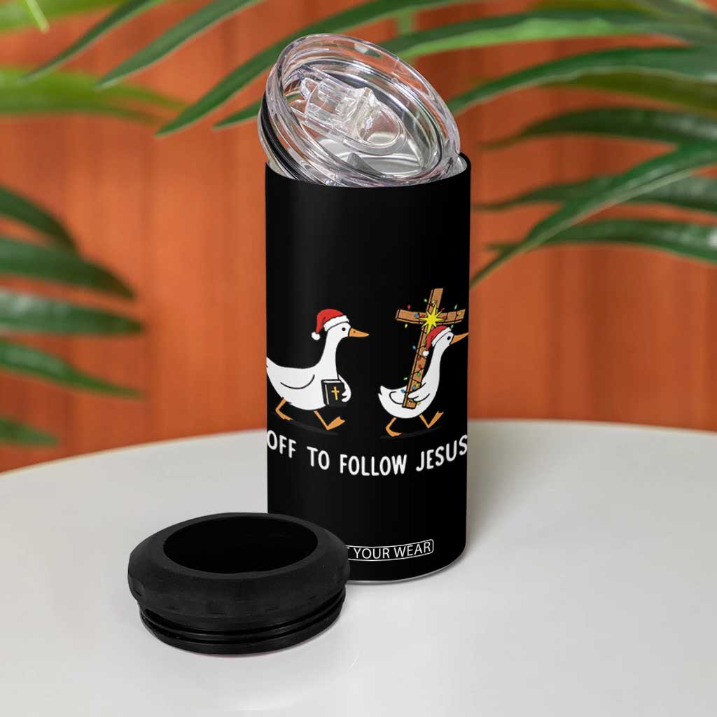 Funny Christmas Christian Goose 4 in 1 Can Cooler Tumbler Off To Follow Jesus TS14 Print Your Wear