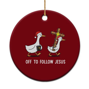 Funny Christmas Christian Goose Ceramic Ornament Off To Follow Jesus TS14 1pc Red Print Your Wear
