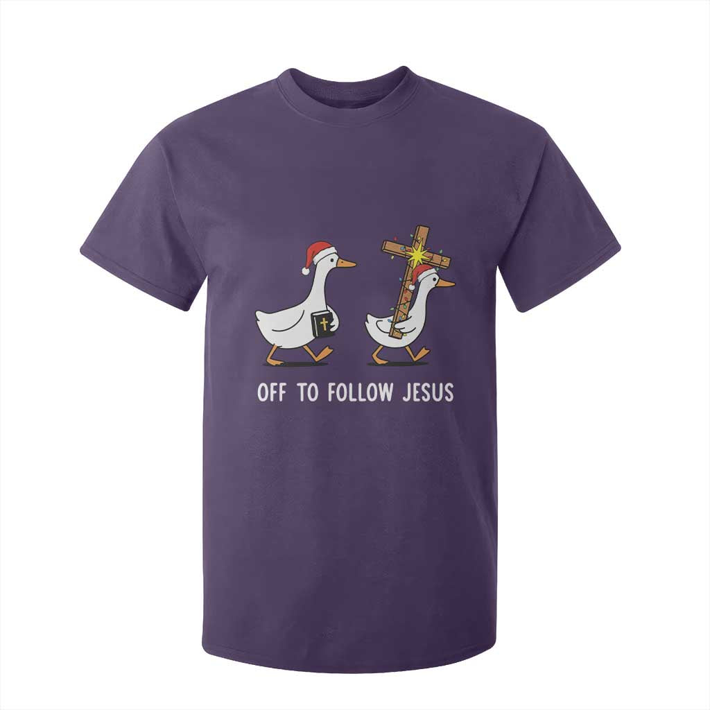 Funny Christmas Christian Goose T Shirt For Kid Off To Follow Jesus TS14 Purple Print Your Wear