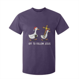 Funny Christmas Christian Goose T Shirt For Kid Off To Follow Jesus TS14 Purple Print Your Wear