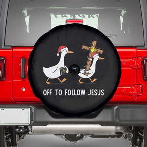 Funny Christmas Christian Goose Spare Tire Cover Off To Follow Jesus TS14 Black Print Your Wear