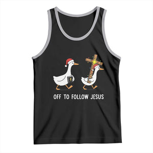 Funny Christmas Christian Goose Tank Top Off To Follow Jesus TS14 Black Athletic Heather Print Your Wear