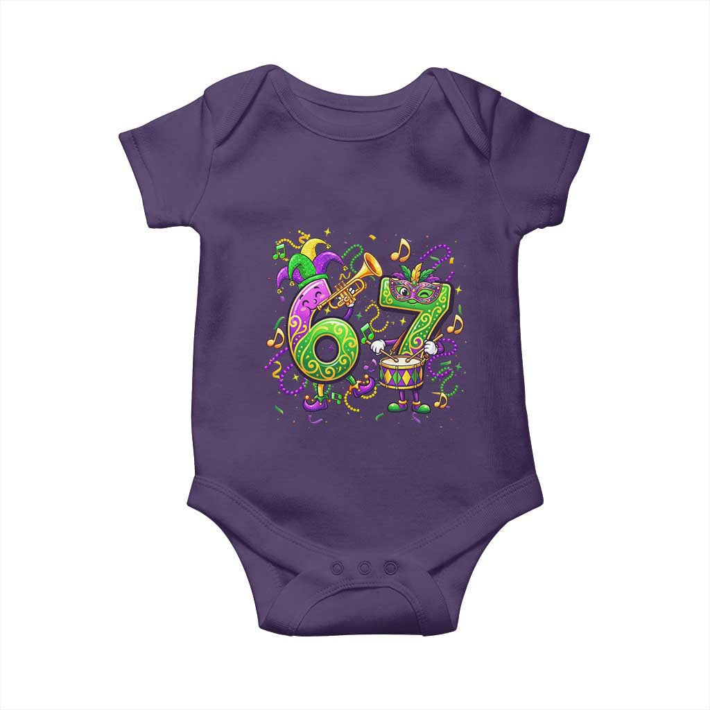 67 Mardi Gras Meme Baby Onesie Funny Six Seven Carnival Party TS14 Purple Print Your Wear