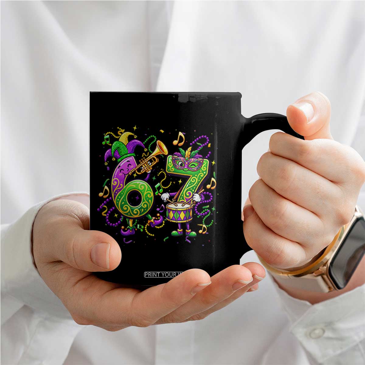 67 Mardi Gras Meme Coffee Mug Funny Six Seven Carnival Party TS14 Print Your Wear
