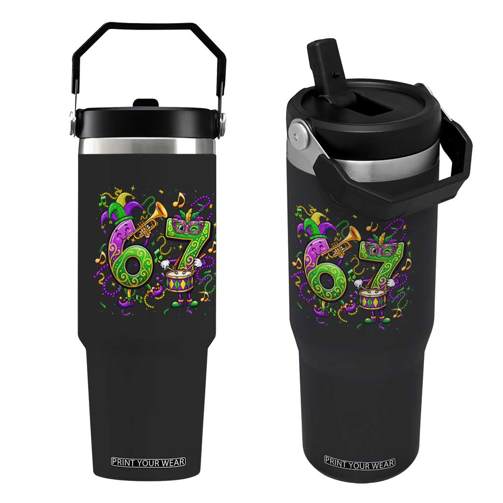 67 Mardi Gras Meme Flip Straw Tumbler Funny Six Seven Carnival Party TS14 One Size: 30 oz Black Print Your Wear