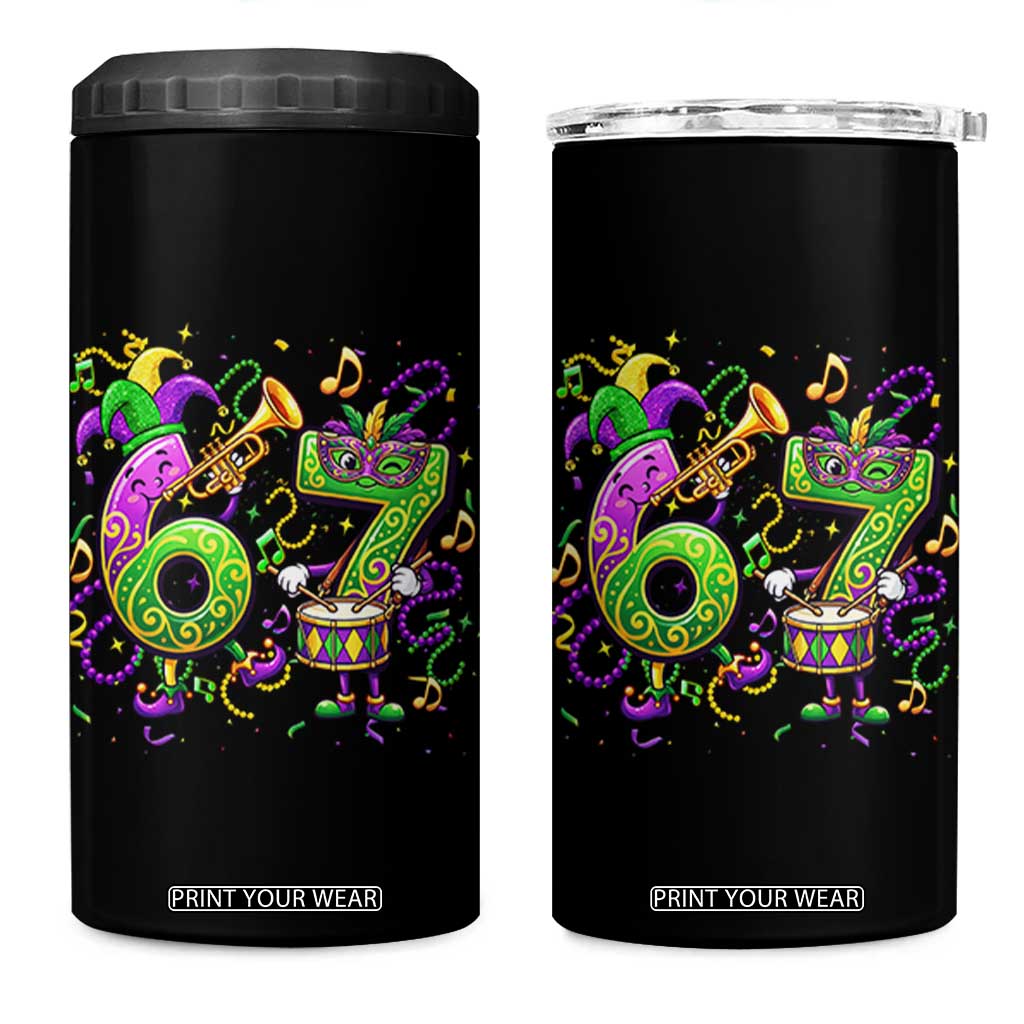 67 Mardi Gras Meme 4 in 1 Can Cooler Tumbler Funny Six Seven Carnival Party TS14 One Size: 16 oz Black Print Your Wear