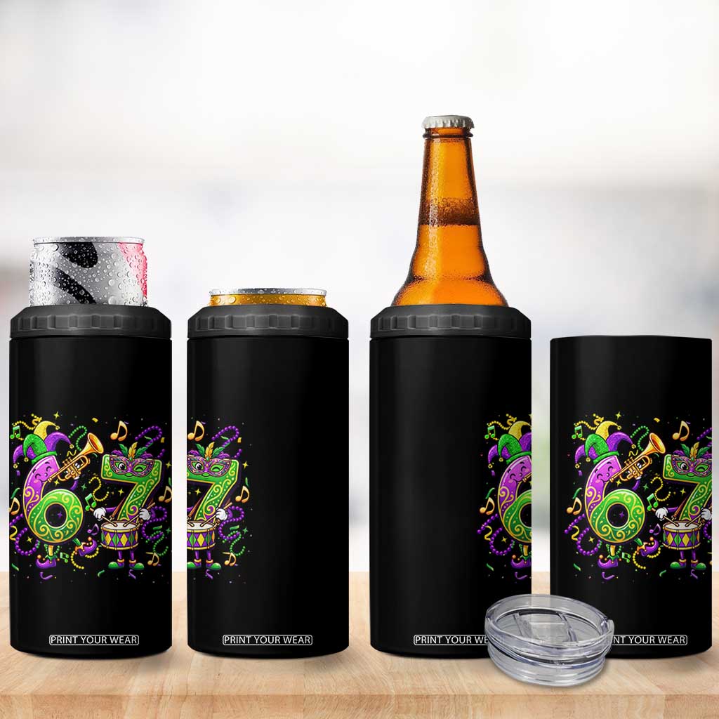 67 Mardi Gras Meme 4 in 1 Can Cooler Tumbler Funny Six Seven Carnival Party TS14 Print Your Wear