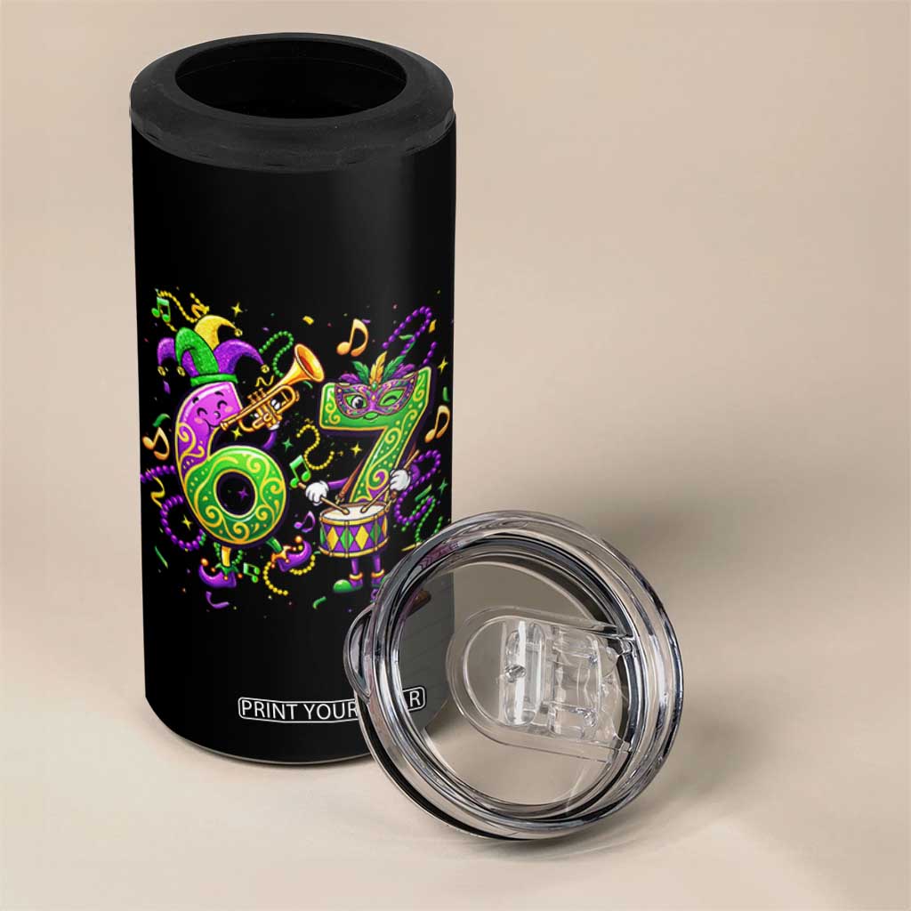 67 Mardi Gras Meme 4 in 1 Can Cooler Tumbler Funny Six Seven Carnival Party TS14 Print Your Wear