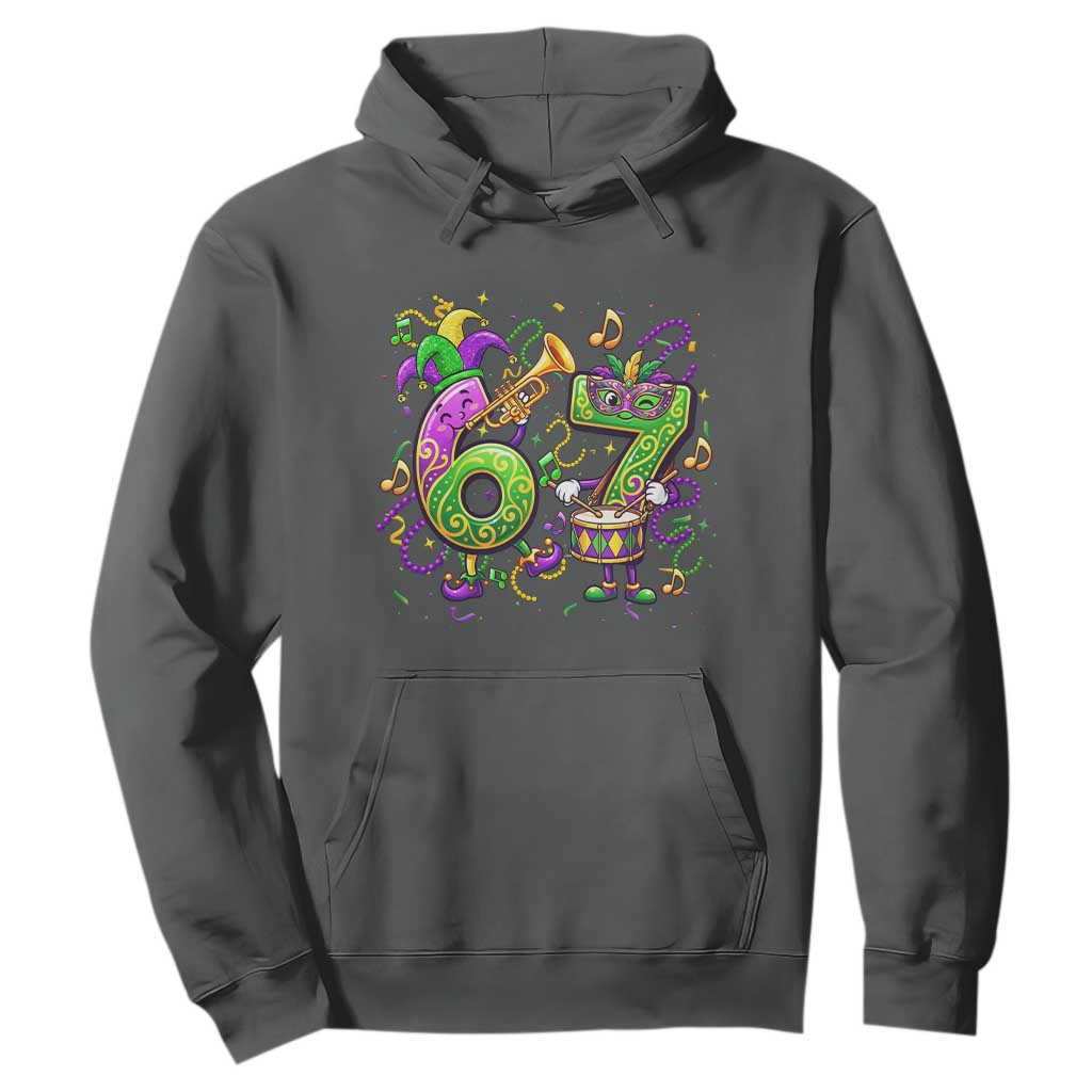 67 Mardi Gras Meme Hoodie Funny Six Seven Carnival Party TS14 Dark Heather Print Your Wear