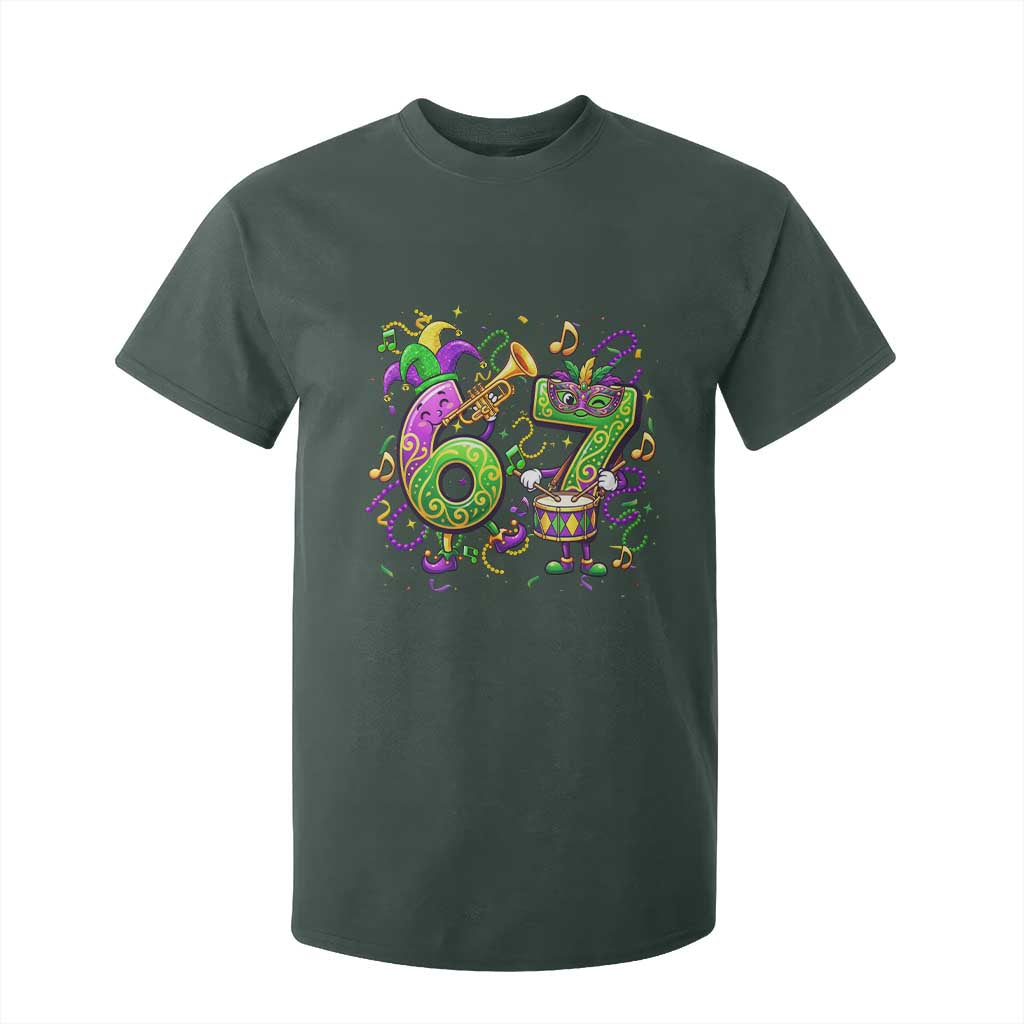 67 Mardi Gras Meme T Shirt For Kid Funny Six Seven Carnival Party TS14 Dark Forest Green Print Your Wear