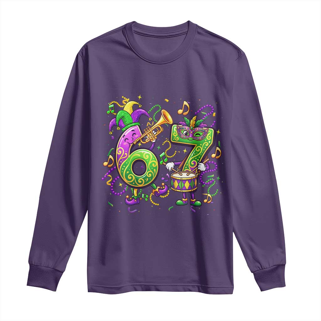 67 Mardi Gras Meme Long Sleeve Shirt Funny Six Seven Carnival Party TS14 Purple Print Your Wear