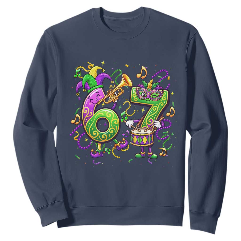 67 Mardi Gras Meme Sweatshirt Funny Six Seven Carnival Party TS14 Navy Print Your Wear