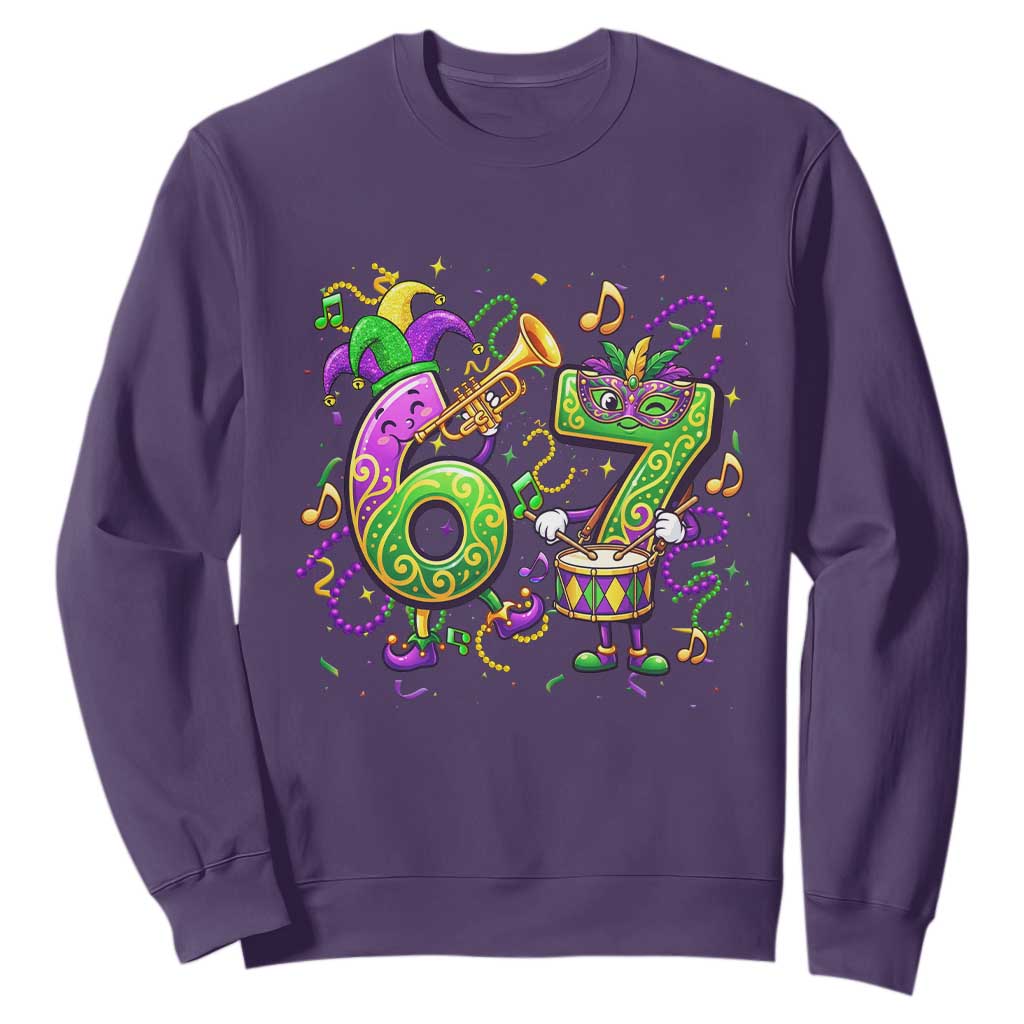 67 Mardi Gras Meme Sweatshirt Funny Six Seven Carnival Party TS14 Purple Print Your Wear