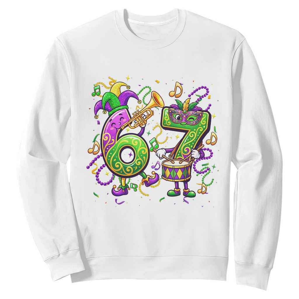 67 Mardi Gras Meme Sweatshirt Funny Six Seven Carnival Party TS14 White Print Your Wear