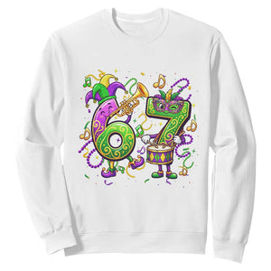 67 Mardi Gras Meme Sweatshirt Funny Six Seven Carnival Party TS14 White Print Your Wear