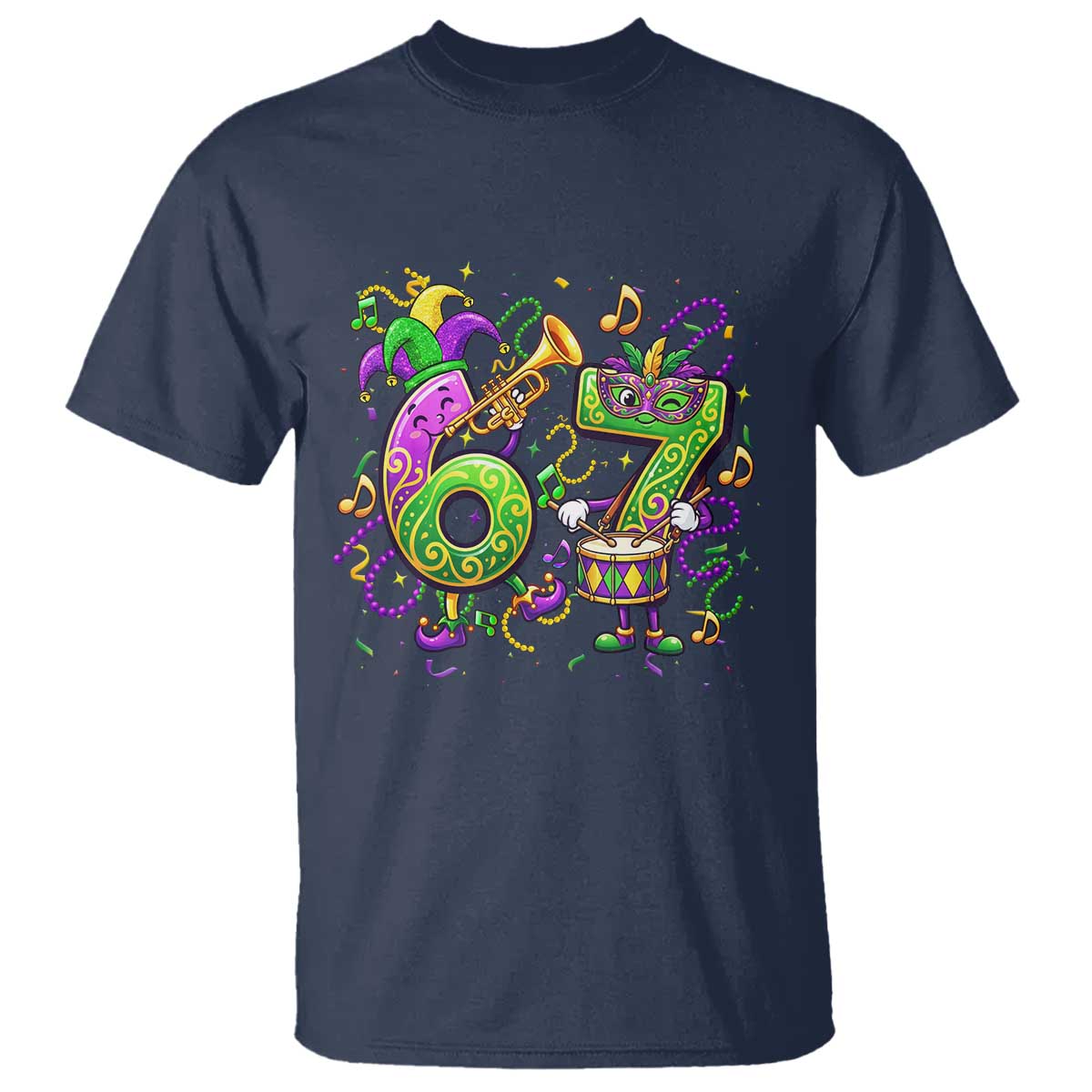 67 Mardi Gras Meme T Shirt Funny Six Seven Carnival Party TS14 Navy Print Your Wear